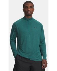 Under Armour - Tech Herenitem Met Textuur En Korte Rits Rack Groente Zwart - Lyst