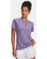 Under Armour - Tech Twist Damesshirt Met Korte Mouwen Purper Luxe Wit - Lyst
