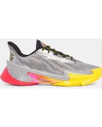 Under Armour - Curry Series 7
Basketballschuhe, Metallisch Silber Schwarz Taxi - Lyst