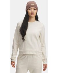 Under Armour - Rival Terry Damesshirt Met Ronde Hals Oatmeal Light Heather Wit - Lyst
