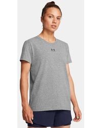 Under Armour - Rival Core Damesshirt Met Korte Mouwen Castlerock Zwart - Lyst