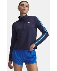 Under Armour - Haut ½ Zip Avec Bandes Griffées Tech Pour Femme Washed Marine High Vis Jaune Blanc - Lyst