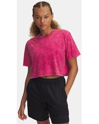 Under Armour - Maglia A Maniche Corte Rival Wash Da Donna Shaded Fuchsia Nero Shaded Fuchsia - Lyst
