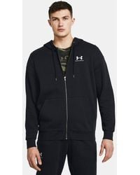Under Armour - Felpa Con Cappuccio Icon Fleece Full-Zip Da Uomo Bianco - Lyst