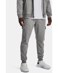 Under Armour - Rival Fleece Cargo Joggers Castlerock Light Heather - Lyst