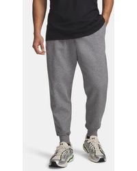 Under Armour - Jogger Rival Fleece Da Uomo Castlerock Light Heather Bianco - Lyst