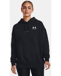 Under Armour - Felpa Con Cappuccio Icon Fleece Oversized Da Donna Bianco - Lyst