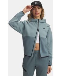 Under Armour - Unstoppable Fleece Damesitem Met Rits Serpentine Jasper Blauw Zwart - Lyst