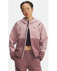 Under Armour - Unstoppable Fleece Damesitem Met Rits Tourmaline Roze Mist Zwart - Lyst