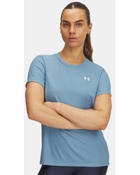 Under Armour - Maglia A Maniche Corte Tech Rib Da Donna Smoke Bianco - Lyst