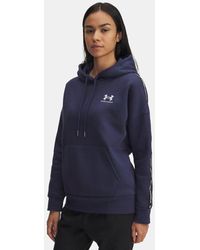 Under Armour - Sudadera Con Capucha Icon Fleece Taped Para Mujer Washed Marino Blanco - Lyst