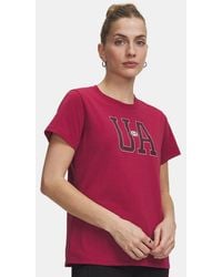 Under Armour - Icon Fleece Graphic Short Sleeve Claret Vintage - Lyst