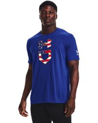 Under Armour Ua Baseball Usa Logo Short Sleeve - Blue