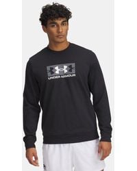 Under Armour - Rival Terry Logo Herenshirt Met Ronde Hals Zwart Castlerock Wit - Lyst