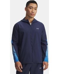 Under Armour - Giacca Con Cappuccio Velociti Storm Da Uomo Washed Marino Atlantis Riflettente - Lyst