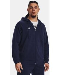 Under Armour - Rival Fleece-Hoodie Mit Durchgehendem Zip Für Herren Midnight Blaue Marine Weiß - Lyst