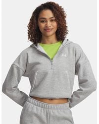 Under Armour - Sweat À Capuche ½ Zip Passepoilé Rival Fleece Pour Femme Mod Light Heather Blanc - Lyst