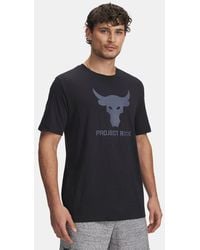 Under Armour - Herenshirt Project Rock Payoff Graphic Met Korte Mouwen Zwart Downpour Grijs - Lyst