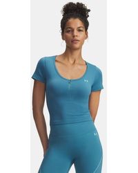 Under Armour - Vanish Seamless Crop Zip Short Sleeve Boundless Haze Haze - Lyst