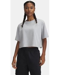 Under Armour - Maglia A Maniche Corte Rival Da Donna Mod Light Heather Nero Bianco - Lyst