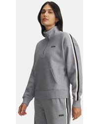 Under Armour - Icon Heavyweight Fleece Damesitem Met Korte Rits Mod Grijs Medium Heather Wit - Lyst