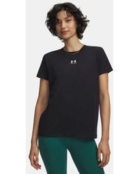 Under Armour - Rival Core Damesshirt Met Korte Mouwen Zwart Wit - Lyst
