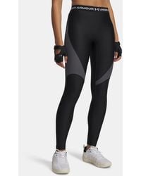 Under Armour - Dameslegging Heatgear Rib Zwart Castlerock Wit - Lyst