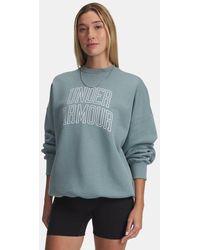 Under Armour - Rival Fleece Varsity Oversized Damesshirt Met Ronde Hals Serpentine Wit - Lyst