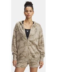 Under Armour - Project Rock Terry Full Zip City Khaki - Lyst