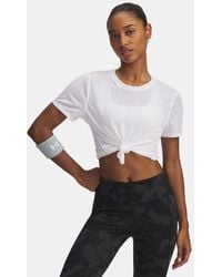 Under Armour - Launch Jacqrd Damesshirt Met Korte Mouwen Wit Reflecterend - Lyst