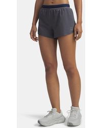Under Armour - Short 5 Cm Halo Run Pour Femme Castlerock Washed Bleu Marine Réfléchissant - Lyst