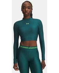 Under Armour - Heatgear Crop Mock Long Sleeve Rack Hyper - Lyst