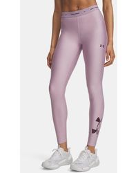 Under Armour - Heatgear Graphic Leggings Mauve Ox Blood - Lyst
