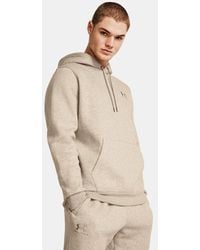 Under Armour - Sweat À Capuche Icon Fleece Pour Homme Timberwolf Taupe Light Hthr Timberwolf Taupe - Lyst