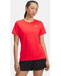Under Armour - Camiseta De Manga Corta Tech Para Mujer Racer Blanco - Lyst