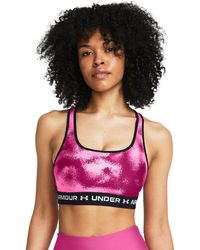 Under Armour - Armour® Mid Crossback Printed Sports Bra - Lyst