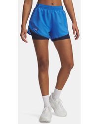 Under Armour - Shorts Fly-By 2-In-1 Da Donna Atlantis Washed Marino Riflettente - Lyst