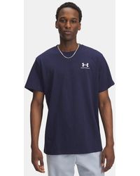 Under Armour - Logo Embroidered Heavyweight Short Sleeve Midnight - Lyst