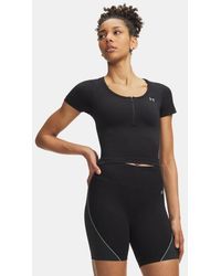 Under Armour - Vanish Seamless Crop Zip Short Sleeve Steel Steel - Lyst