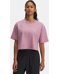 Under Armour - Haut À Manches Courtes Rival Pour Femme Fuchsia Dusk Light Heather Noir Blanc - Lyst