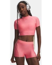 Under Armour - Heatgear Crop Mock Short Sleeve Bittersweet Posh - Lyst