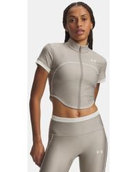 Under Armour - Heatgear Short Sleeve Full Zip Timberwolf Taupe Summit - Lyst