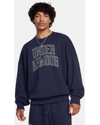 Under Armour - Icon Heavyweight Terry Oversized Crew Midnight / Summit - Lyst