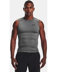 Under Armour - Camiseta Sin Mangas Heatgear Compression Para Hombre Carbon Heather Negro - Lyst
