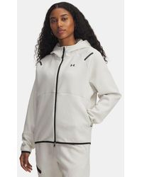 Under Armour - Unstoppable Fleece Damesitem Met Rits Summit Wit Zwart - Lyst