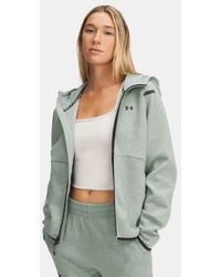 Under Armour - Maglia Unstoppable Fleece Full-Zip Da Donna Silica Nero - Lyst