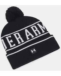 Under Armour - Halftime Pom Beanie Voor Zwart Wit Wit - Lyst