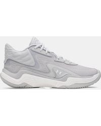 Under Armour - Uniseks Basketbalschoenen Spawn 7 Mid Mod Grijs Halo Grijs Wit - Lyst