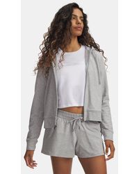 Under Armour - Sport Terry Oberteil Mit Durchgehendem Zip Für Damen Mod Light Heather Weiß - Lyst