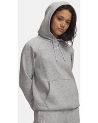 Under Armour - Felpa Con Cappuccio Rival Fleece Da Donna Mod Light Heather Bianco - Lyst